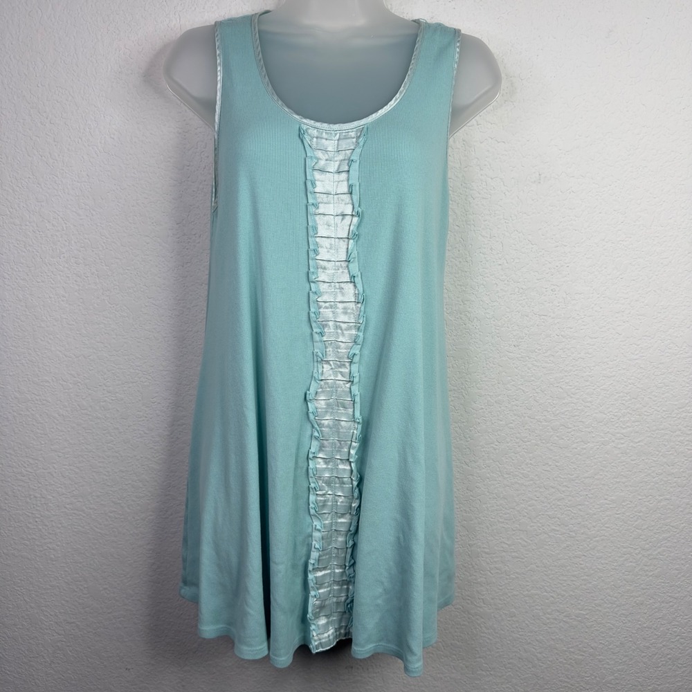 PJ‎ Harlow Alyssa Nightgown Womens M Blue Cotton Modal Ruffle Cottagecore Sleep